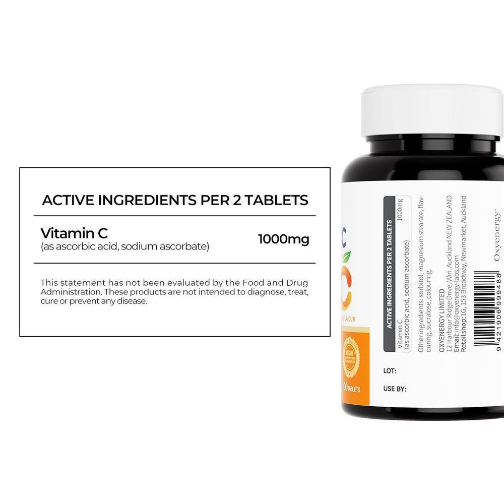 OXYENERGY Chewable Vitamin C – 1000mg Daily Immune & Beauty Boost - WildSteam Wellness